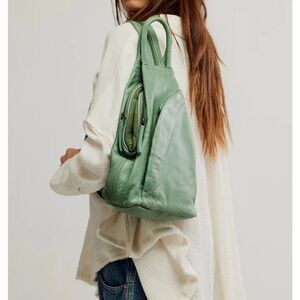We The Free SoHo Sling Convertible Leather Bag Sage Green NWT
